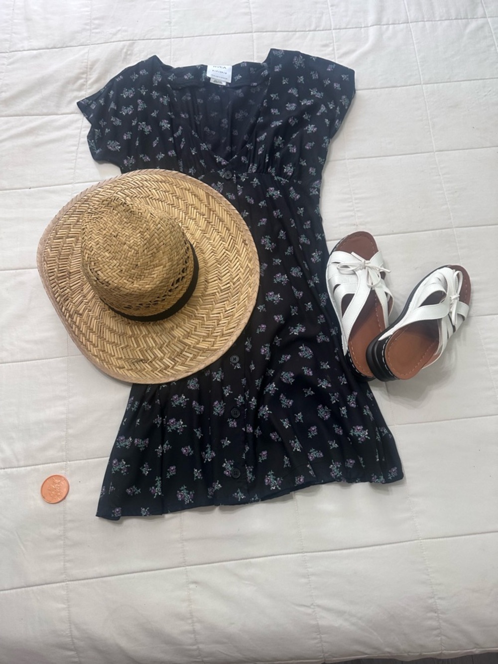 RVCA Black Floral Midi Dress